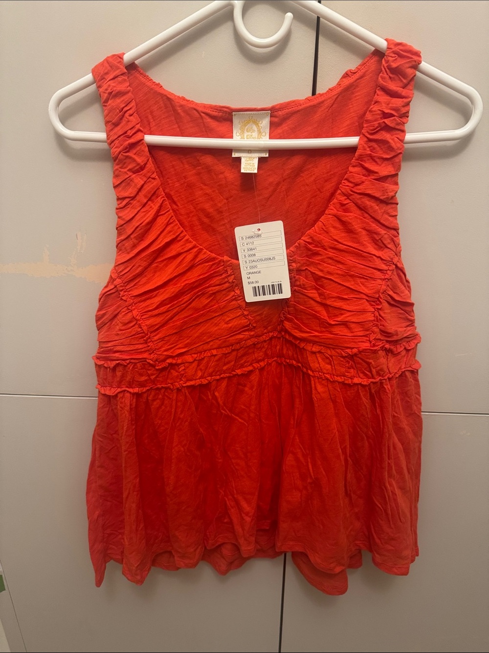 Anthropologie Women's Red Sleeveless Ruffled Tank Top - M - NWT